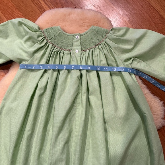 Amanda Remembered green gingham smocked handstand bishop dress - Picture 6 of 10